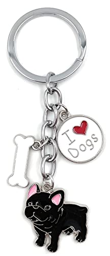 Onwomania - Bulldogge Hund Haustier Schlüsselanhänger - Metall Glücksbringer ideal als Geschenk z.B. für den besten Freund, die beste Freundin, Mama - Für Männer, Frauen & Kinder