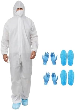 Cleaing 2 Sets Hazmat Suits, disposable coveralls with Hood with ...