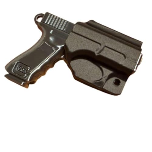 Image of Mini Gun Keychain With Holder Tactical Novelty Pistol Style Key Ring Clip Holster Accessory for Keys or Fob, Compact Gun Keychain Gift for Tactical EDC Fans