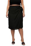 hochwertige Leinenmischung Ulla Popken Damen große Größen Übergrößen Plus Size Wickelrock, Leinenmix, Bindeband, Komfortbund schwarz 54+ 816625100-54+