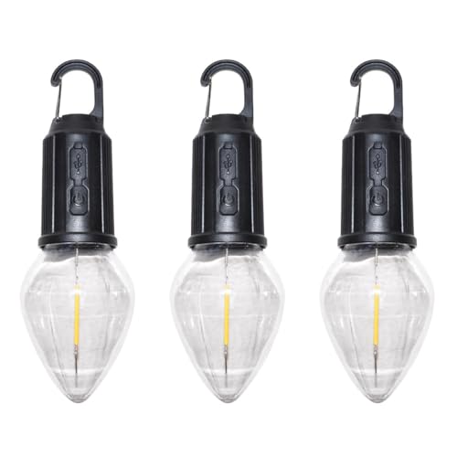 Goods Land 【 電球 型 】 ランタン LED ライト カラビナ おしゃれ 高輝度 アウトドア キャンプ GD-DENLAN-3SET-B