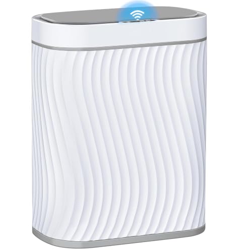 Image of Ogikey Bathroom Small Trash Can with Automatic Touchless Lid, 2.6 Gallon Smart Garbage Can Narrow Waterproof Trash Bin for Bedroom, Office, Living Room