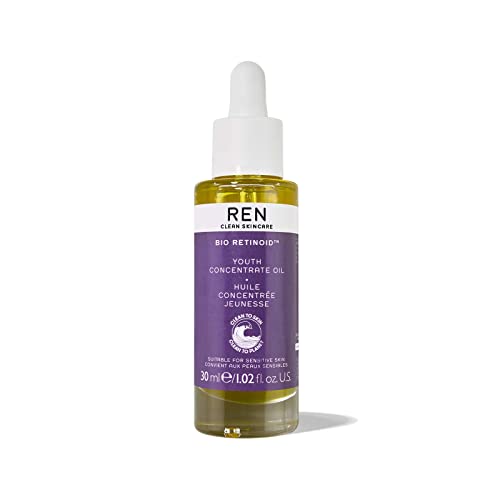 REN Clean Skincare - Bio Retinoid Youth Concentrate Oil â€“ Anti-Aging Evening Oil with Rosehip Oil Suitable for Sensitive Skin â€“ Vegan, Cruelty Free Bio-Retinoid Oil for Facial Fine Lines & Wrinkles, 1 Fl Oz