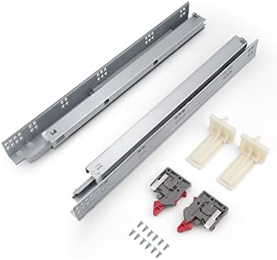 Knobonly2 Pair 18" Soft Close Drawer Slides, Zinc Plated Under Mount Concealed Cabinet Furniture Drawer Slides, Mounting Screws and Brackets Included