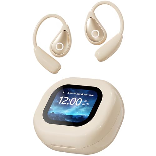 Auriculares Traducción Simultánea IA, Auriculare Traductor en Tiempo Bluetooth 144 Idiomas Pantalla Táctil a Color LCD, 3 en 1 Audifonos Inalámbricos Reducción Ruido, Global Viaje Negocios (Beige)