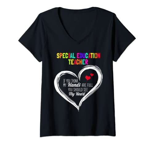 Damen Cooles Special Education Teacher SPED Shirt Special Ed T-Shirt mit V-Ausschnitt