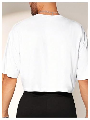 GORGLITTER Men's Graphic Tees Cropped Shirt Tops Short Sleeve Rhinestone Lips Crewneck Tee2