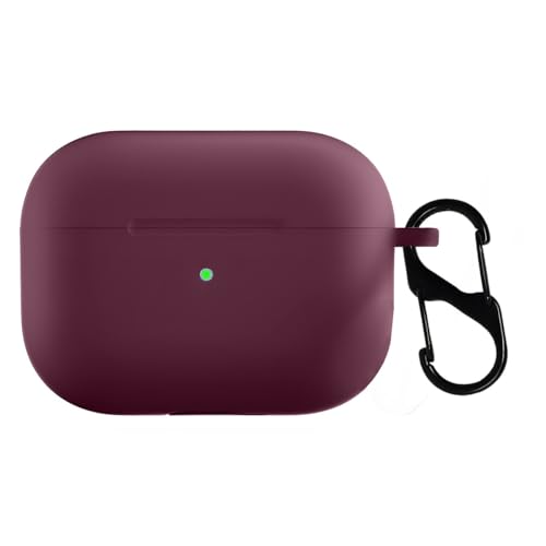 KACA Silicone Soft Case Cover with Keychain for Airpods Pro 2 Case (2023/2022), AirPods Pro 2nd Generation Cover (Wine)