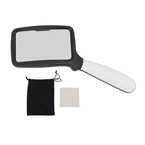 Lupa portátil plegable con luz, aumento de lectura rectangular 3X grande con 5 LED regulables para personas mayores, lupa portátil y plegable