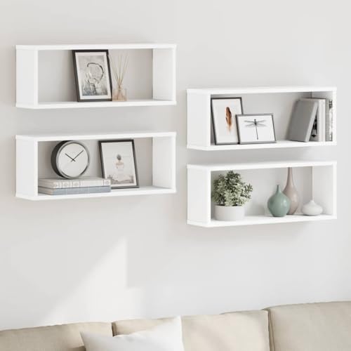 Générique Étagères murales Cube 4 pcs Blanc 60x15x23 cm Bois d'ingénierie,Meubles, Étagères, Étagères murales & corniches, Blanc (Poids 12.52KG)