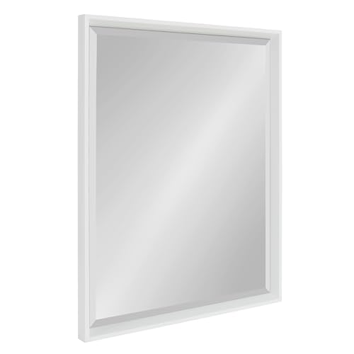 Kate and Laurel Calter Modern Decorative Framed Beveled Wall Mirror, 24 x 30, White, Contemporary Rectangle Vanity Mirror for Use as Bathroom Mirror for Over Sink or Refined Entryway Mirror by Kate and Laurel - Used condition - US$33.25
