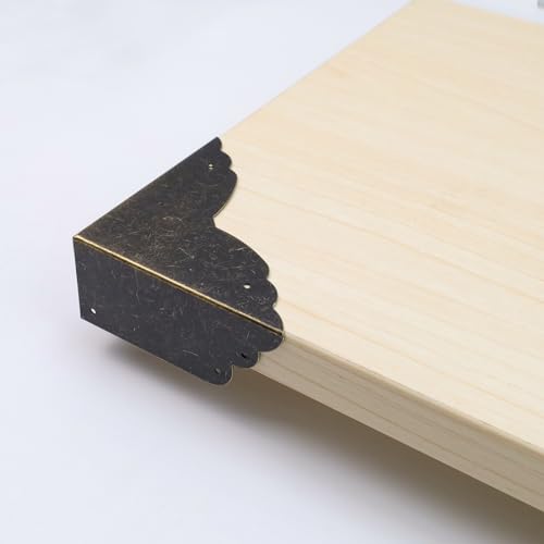Image of Mcredy Table Corner Protectors, Bronze Box Corners Decorative, 4Pcs | Vintage Appearance, Rust-Proof Metal, Easy to Install with Screws, Ideal for Safeguarding Box, Table or Cabinet Corners