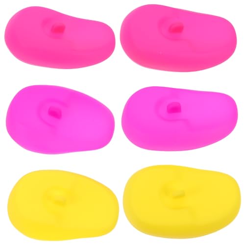 Gatuida 3 pares de Oídos de Silicona para Coloración de Cabello Gorro para Peluquería Protección de Oídos para Tinte y de Cabello para Salones y Amarillo