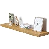 Fun Memories 48 x 12 Floating Shelves, 12 Inch Deep Wall Shelf for Fireplace Mantel, Rustic Wood Wall Shelves, Large Display Shelf & Storage Shelf, Oak, Set of 1