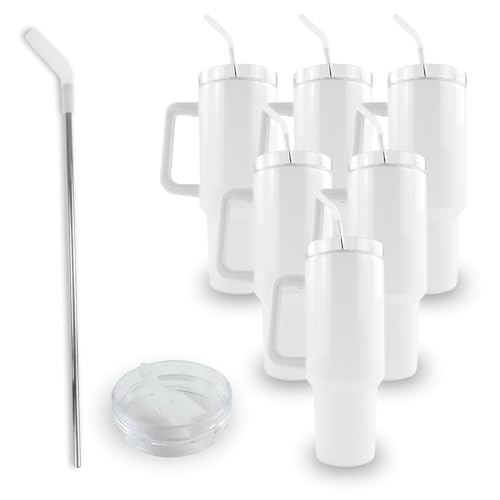 Hogg 6 pack 40oz Traveler - White 40 oz Sublimation Tumblers Bulk Sublimation Tumblers with Handle