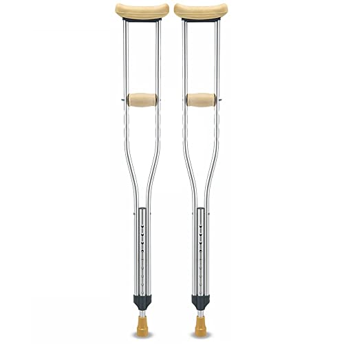 Béquilles réglables et canne ergonomique pour adulte de grande taille 135-195 cm avec coussinets