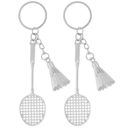 HOUDERCO Badminton Schlüsselanhänger 2 Stück Silber