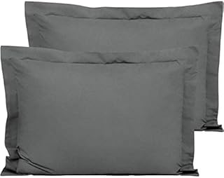FLXXIE 2 Pack 100% Brushed Microfiber 1800 Oxford Pillowcases, Stain Fade and Wrinkle Resistant, Soft and Cozy Standard Oxford Pillow Cases | Hotel Quality Pillow Shams, Dark Grey, 50x75 cm
