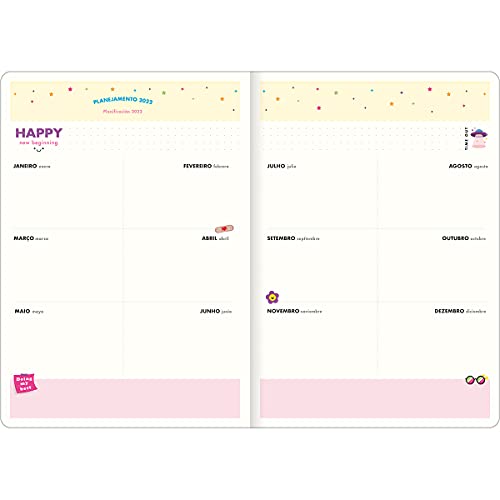 Planner Grampeado 17,8 x 25,4 cm Happy 90 Grande 2022 - Estampa Lilás - Tilibra