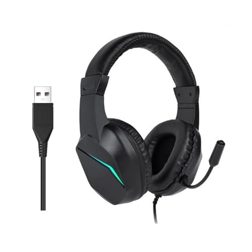 Generic USB Gaming Headset, Wired Gaming Headset with LED Light, Over Ear Headphones with Noise Cancelling Mic, 40mm Driver for PC Laptop, Comfortable Durable Design (OY733USB)