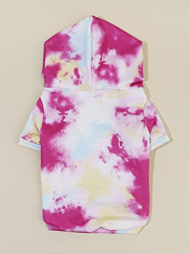 Qwinee Tie Dye Dog Hoodie Dog Sweatshirt Cat Shirt Apparel Dog Clothes For Puppy Kitten Cat Small Dogs Pink And Blue Small #TOP2