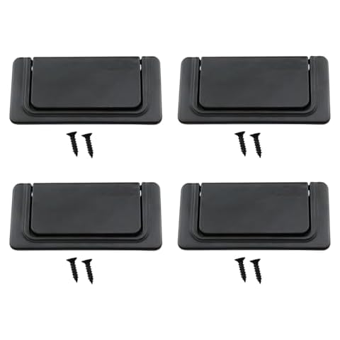 Mezfrguo 3 Inch Flush Pull Handle 4 Pcs Recessed Drawer Pull Black Hidden Cabinet Door Pull Invisible Furniture Grip with Screws Cover