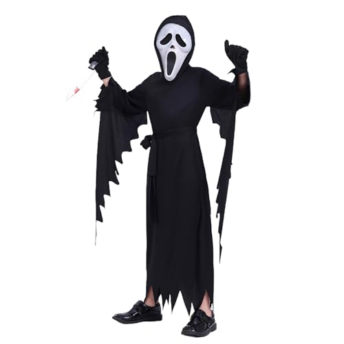 Generisch Gruseliges Geistergesicht Scream Cosplay Kostüm Halloween Karneval Costume mit Maske