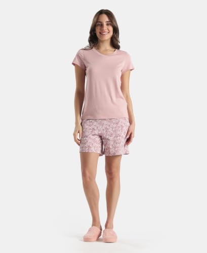 Image of Jockey RX12 Women Micro Modal Cotton Relaxed Fit Solid V Neck Half Sleeve T-Shirt