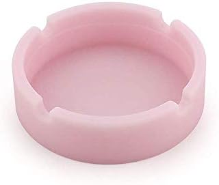 Silicone ashtrays,high temperature and heat resistance, round design ashtrays, long-lasting glow in the dark (Pink)