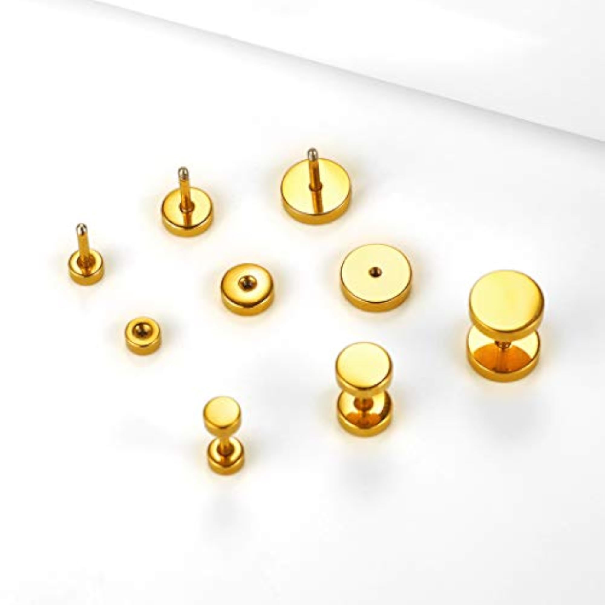 Stainless Steel Round/Screw Stud Earrings Set