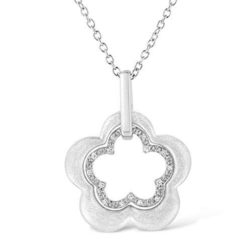 Haus of Brilliance Matte Finished .925 Sterling Silver Diamond Accent Double Flower Shape 18" Satin Finished Pendant Necklace (I-J Color, I1-I2 Clarity)