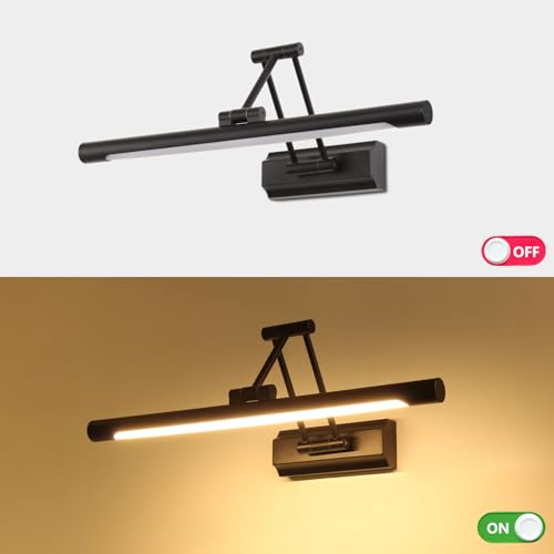 Image of 17 inch Picture Light Matte Black Hardwired Gallery Light 270 Rotation Led Poster Lights 95 CRI 3000K Non-Dimmable True-Color Cordless Art Lighting for Paintings, Display Cabinets,Bathroom.