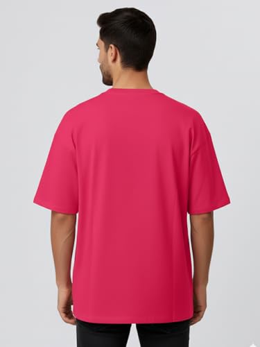 Image of LEOTUDE Men's Oversized Drop Shoulder Cool and Stylish Half Sleeve Round Neck Baggy Fit Graphic Printed Design Combo T-Shirt for Man's (Color Purple)