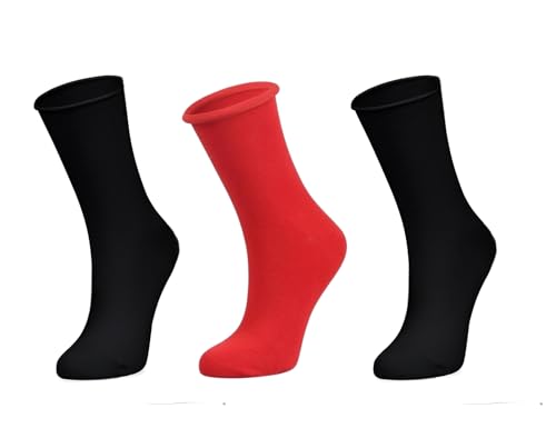 SOLL Roll Top Non-elastic Women's Rayon derived from Bamboo Socks 3-pairs Size 5-9