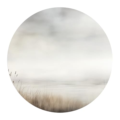 DEQORI Carta da parati rotonda autoadesiva Ø 80 cm | Motivo delicato rumore di riva | tela tessile – staccabile, decorativa e indeformabile – per soggiorno, ufficio, corridoio o cameretta dei bambini