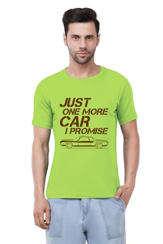 Image of Caseria Men's Cotton Printed T-Shirt -Just One More Car | 100% Cotton | Half Sleeves | Regular Fit | Printed | Round Neck | Graphic T Shirt