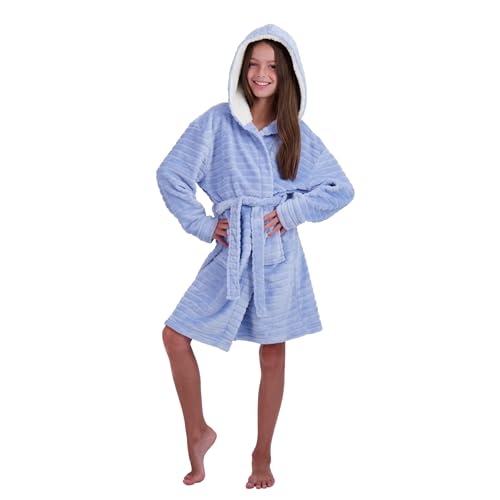 Plush Robe For Girls- Plush Winter PJ Robe With Pockets, Hoodie & Belt- Ultra-Soft Bathrobe2