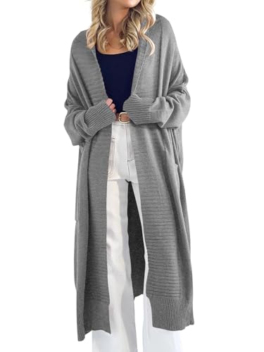 Danedvi Womens Long Cardigan Sweaters Oversized Chunky Coats Stone Gray