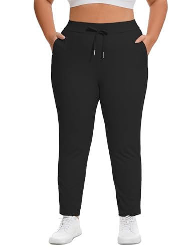 COOTRY Women's Plus Size Pants 7/8 Stretch Sweatpants Golf Athletic Travel Work Casual Joggers with Deep Pockets2