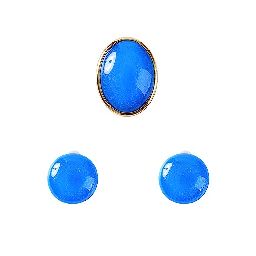 Princess Costume Accessories with Blue Clip on Earrings Brooch Pin for Women...