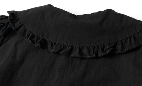 Image of LittleSpring Girls Short Sleeve Peter Pan Blouse with Elastic Cuffs