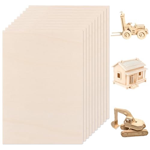 WOPPLXY 10 fogli di compensato da 6 mm, 300 x 210 pannelli in legno di balsa, per progetti laser, modello fai da te, arte e artigianato