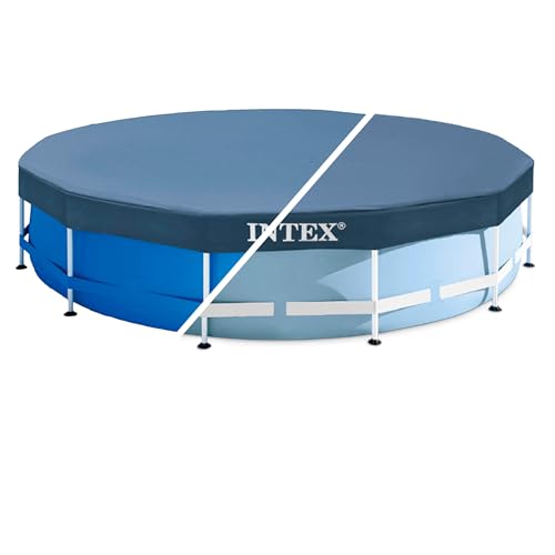 Intex 28031 Round Pool Cover - Poolabdeckplane - Ø 366 cm - Für Metal und Prism Frame Pool, Dunkelblau