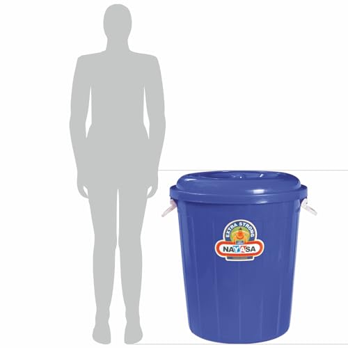 Image of Nayasa Bucket 102 with Lid- 100 Ltrs, Plastic Water Storage Bucket| Unbreakable Multipurpose Storage, Blue