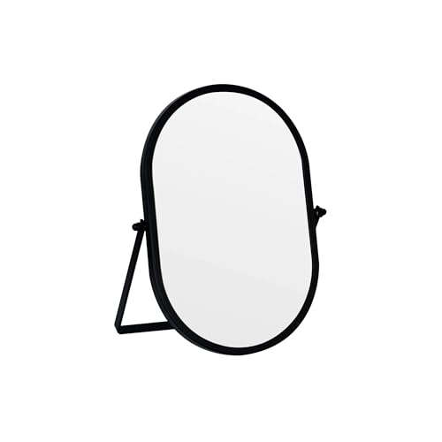 Tstarer Oval Vanity Mirror with Stand Gold Metal Frame Tabletop Makeup Mirror (Black 5.9 x 8.9 inches)