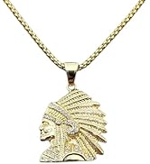 MayiaHey Native American Indian Chief Head Necklace for Men