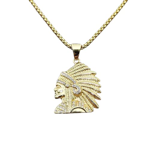 Collier chef indien acier inoxydable doré qui ne verdit pas la peau effet glacé