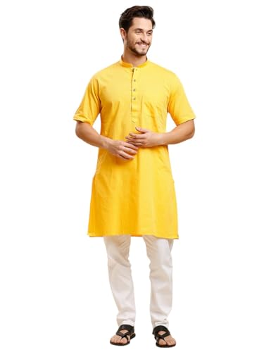 Image of Rajubhai Hargovindas Green Khadi Half Sleeve Kurta
