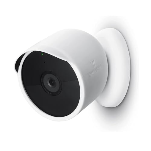 Coque en silicone compatible avec Google Nest Cam Battery Home Security Camera System, Google Nest Cam Cover, boîtier de protection étanche en silicone souple durable pour Google Nest Cam, blanc