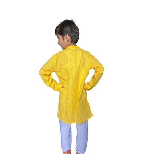 Image of Boys Cotton Kurta Pajama Set - Kurta with White Pajama | Traditional Indian Wear for Kids | Festive, Wedding & Party Outfit